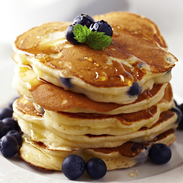 Stack of pancakes with fresh blueberry